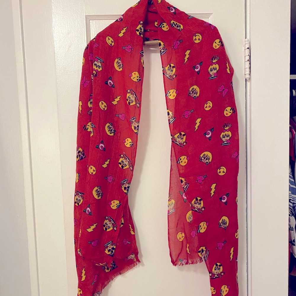 Betsy Johnson Red Emoji Scarf